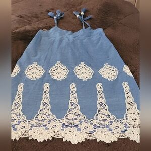 Rare Editions Blue Sleeveless Spaghetti Strap Sundress